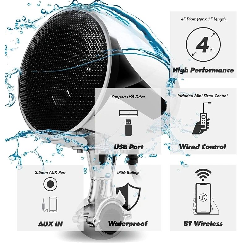 GO HAWK 2 Channel 4 Inch Speakers With Inbuilt Amplifier - Chrome ( 600 Watts) - Image 6
