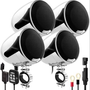 GO HAWK 4 Channel 4 Inch Speakers With Inbuilt Amplifier - Chrome ( 1200 Watts)